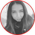 Iryna Demkiv's headshot in a red circle